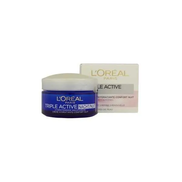 L’Oréal Skin Expert – Crème de nuit hydratante confort Triple Active tous types de peau – 50ml